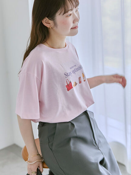 フードプリントTシャツ（オフホワイト/グレー/ピンク）｜ehka sopo（エヘカソポ）通販