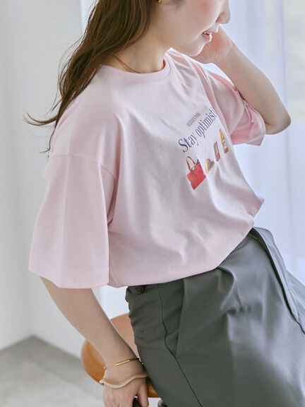 フードプリントTシャツ（オフホワイト/グレー/ピンク）｜ehka sopo（エヘカソポ）通販