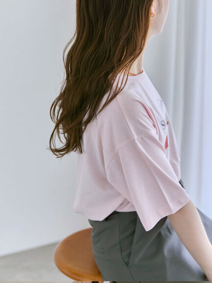 フードプリントTシャツ（オフホワイト/グレー/ピンク）｜ehka sopo（エヘカソポ）通販