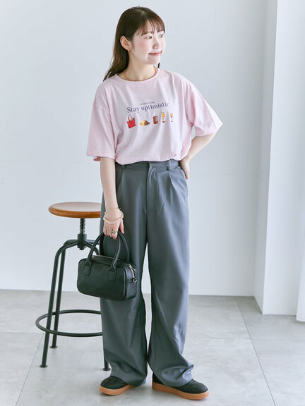 フードプリントTシャツ（オフホワイト/グレー/ピンク）｜ehka sopo（エヘカソポ）通販