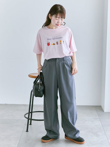 フードプリントTシャツ（オフホワイト/グレー/ピンク）｜ehka sopo（エヘカソポ）通販
