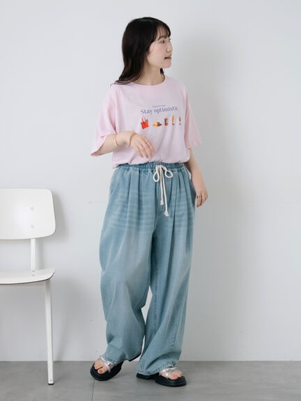 フードプリントTシャツ（オフホワイト/グレー/ピンク）｜ehka sopo（エヘカソポ）通販