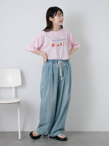 フードプリントTシャツ（オフホワイト/グレー/ピンク）｜ehka sopo（エヘカソポ）通販