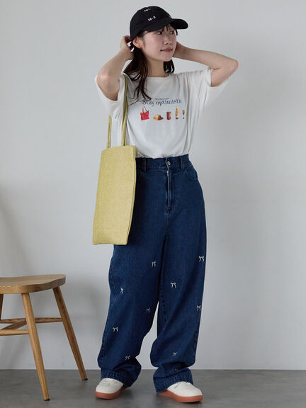 フードプリントTシャツ（オフホワイト/グレー/ピンク）｜ehka sopo（エヘカソポ）通販