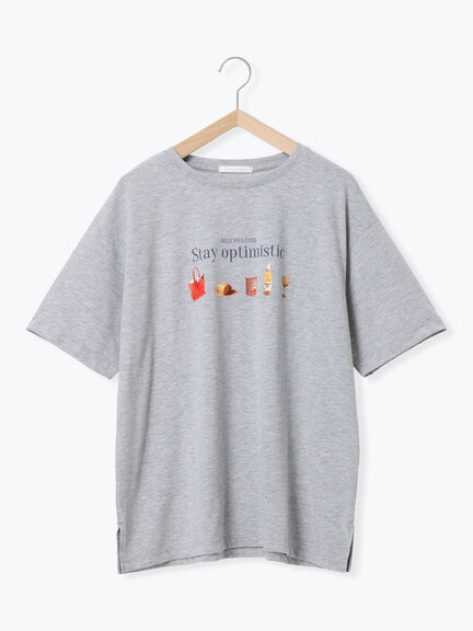 フードプリントTシャツ（オフホワイト/グレー/ピンク）｜ehka sopo（エヘカソポ）通販