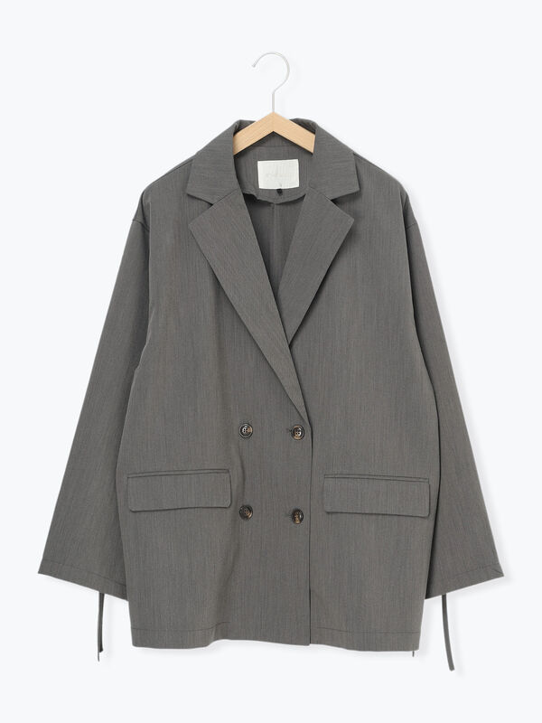 セール】 袖リボンダブルジャケット（グレー/チャコールグレー