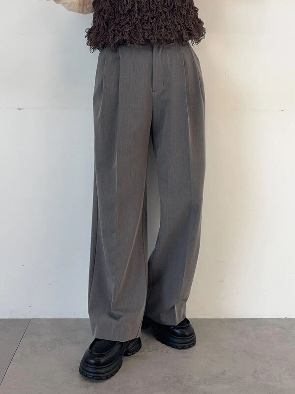 専用33点 センタープレスストレートスラックス（グレー/チャコールグレー