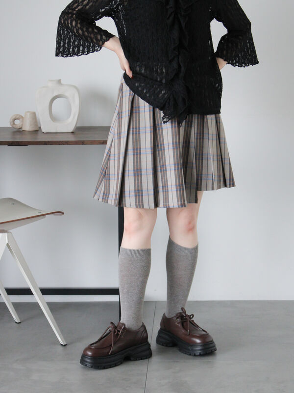 セール】 アシメプリーツミニスカート（グレー/チャコールグレー