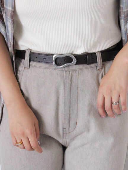 セール】 イレギュラーバックルベルト（ブラック/ブラウン