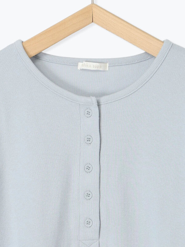 セール】 ヘンリーネックカットソー（オフホワイト/ブラック