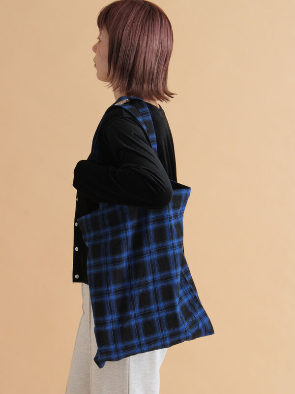 セール】 チェックトートバッグ（ブラック/レッド/イエロー/ブルー