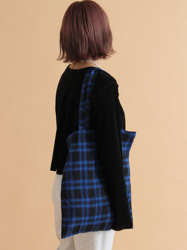 セール】 チェックトートバッグ（ブラック/レッド/イエロー/ブルー