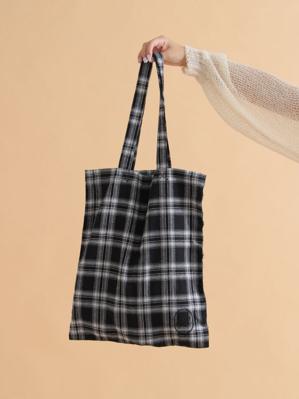 WOVEN 黒白チェック トートバッグ TSURU by Mariko Oikawa トートバッグ / Aimee(チェック柄ファブリック