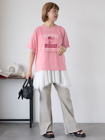 アイスクリームプリントTシャツ（オフホワイト/ピンク/ミント/サックスブルー）｜ehka sopo（エヘカソポ）通販