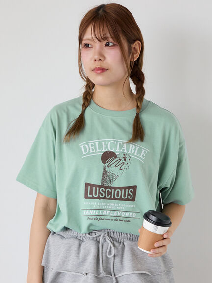 アイスクリームプリントTシャツ（オフホワイト/ピンク/ミント/サックスブルー）｜ehka sopo（エヘカソポ）通販