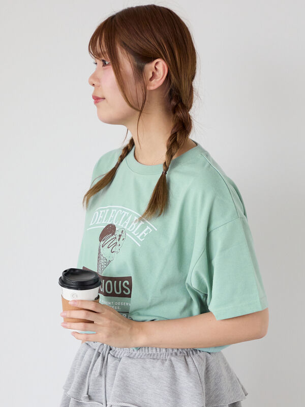 セール】 アイスクリームプリントTシャツ（オフホワイト/ピンク