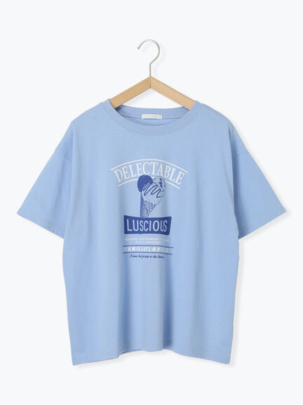アイスクリームプリントTシャツ（オフホワイト/ピンク/ミント/サックスブルー）｜ehka sopo（エヘカソポ）通販