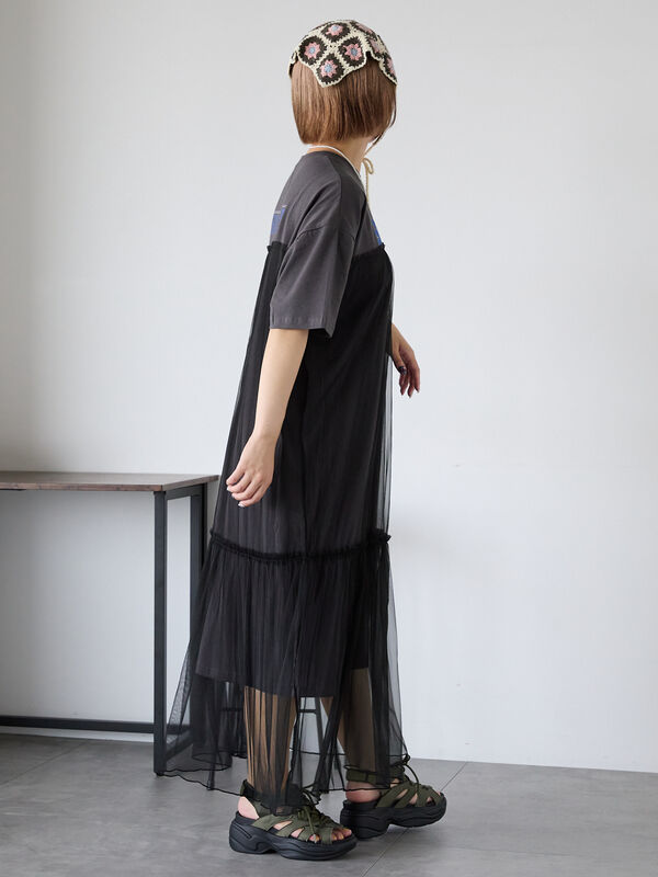 セール】 リメイク風ワンピース（オフホワイト/チャコールグレー/モカ