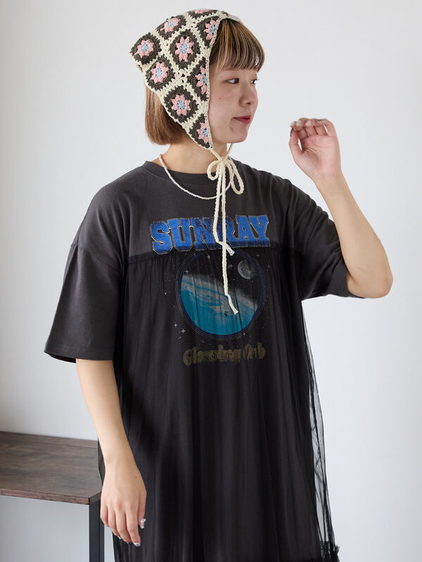 セール】 リメイク風ワンピース（オフホワイト/チャコールグレー/モカ