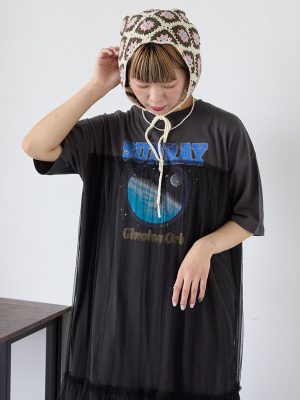 セール】 リメイク風ワンピース（オフホワイト/チャコールグレー/モカ