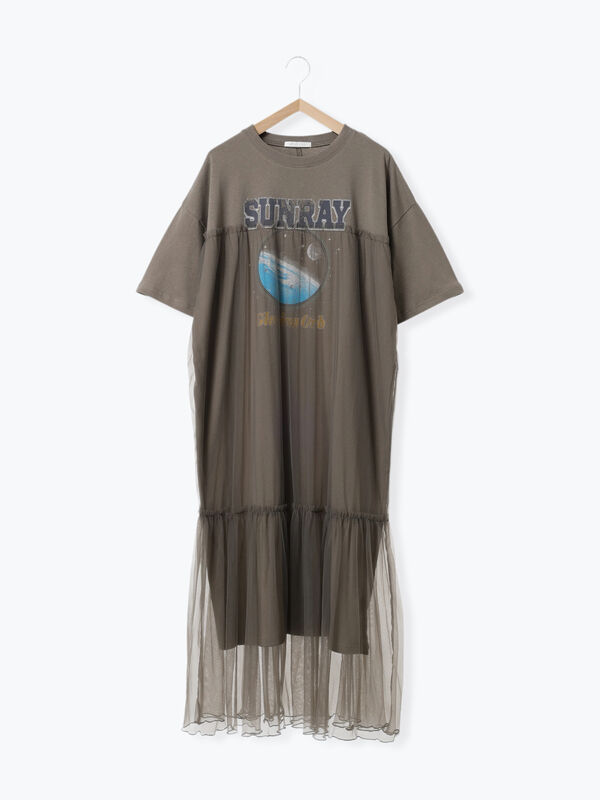 セール】 リメイク風ワンピース（オフホワイト/チャコールグレー/モカ