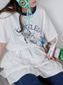 わんこプリントリンガーTシャツ（オフホワイト/チャコールグレー/グリーン/サックスブルー）｜ehka sopo（エヘカソポ）通販