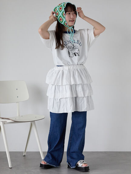 わんこプリントリンガーTシャツ（オフホワイト/チャコールグレー/グリーン/サックスブルー）｜ehka sopo（エヘカソポ）通販