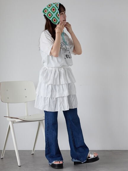 わんこプリントリンガーTシャツ（オフホワイト/チャコールグレー/グリーン/サックスブルー）｜ehka sopo（エヘカソポ）通販