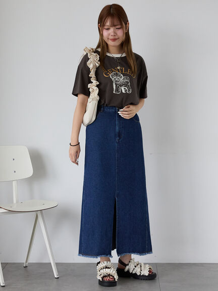 わんこプリントリンガーTシャツ（オフホワイト/チャコールグレー/グリーン/サックスブルー）｜ehka sopo（エヘカソポ）通販