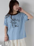 わんこプリントリンガーTシャツ（オフホワイト/チャコールグレー/グリーン/サックスブルー）｜ehka sopo（エヘカソポ）通販