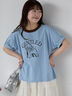 わんこプリントリンガーTシャツ（オフホワイト/チャコールグレー/グリーン/サックスブルー）｜ehka sopo（エヘカソポ）通販