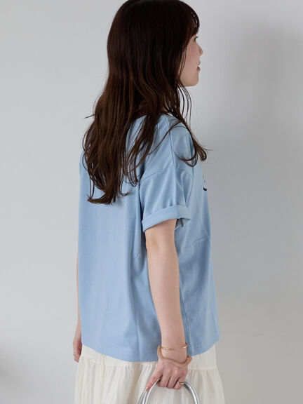 わんこプリントリンガーTシャツ（オフホワイト/チャコールグレー/グリーン/サックスブルー）｜ehka sopo（エヘカソポ）通販