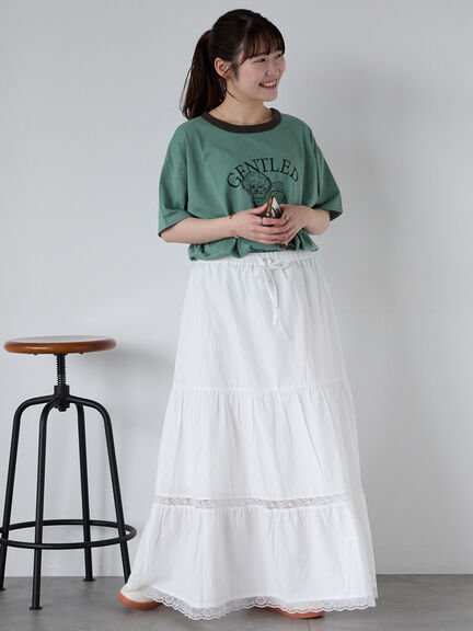 わんこプリントリンガーTシャツ（オフホワイト/チャコールグレー/グリーン/サックスブルー）｜ehka sopo（エヘカソポ）通販