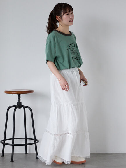わんこプリントリンガーTシャツ（オフホワイト/チャコールグレー/グリーン/サックスブルー）｜ehka sopo（エヘカソポ）通販