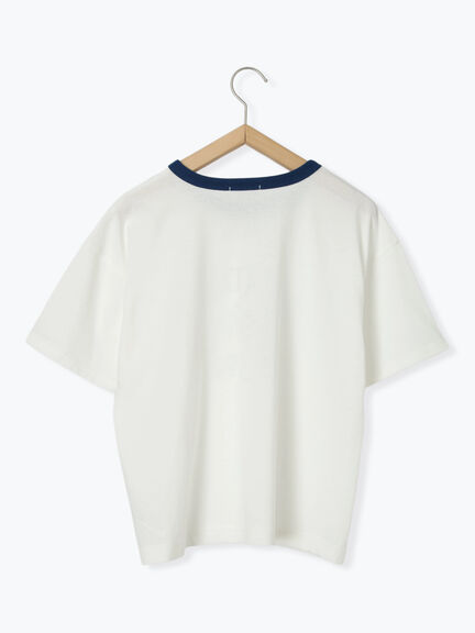 わんこプリントリンガーTシャツ（オフホワイト/チャコールグレー/グリーン/サックスブルー）｜ehka sopo（エヘカソポ）通販