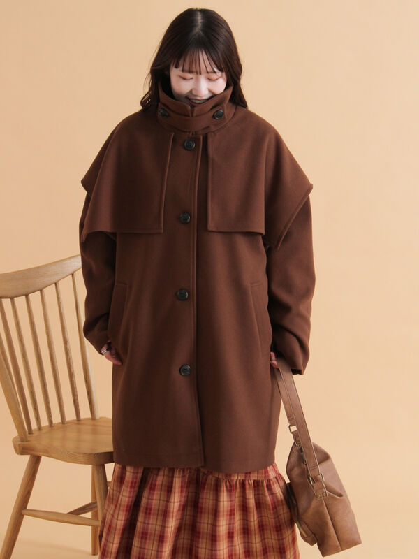 ブラウンポンチョ・ケープコート ポンチョコート ブラウン レディース ケープコート 秋 冬 アウター