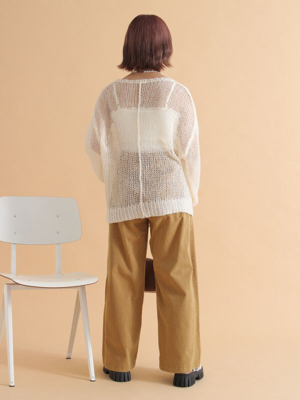 セール】 ウォッシュ加工ワイドパンツ（チャコールグレー/ブラウン