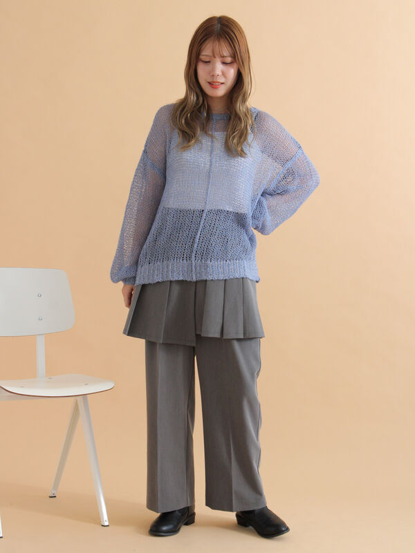 セール】 モヘアタッチシアーニット（グレー/ピンク/モカ/ブルー