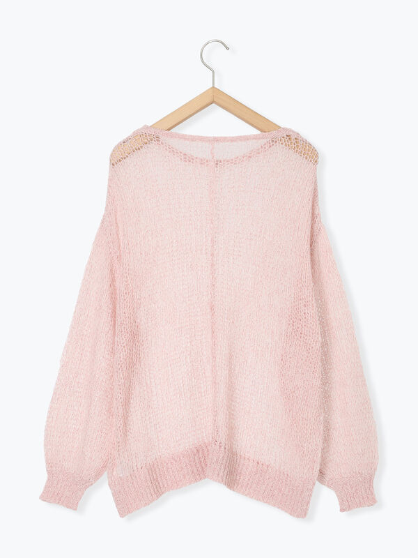 セール】 モヘアタッチシアーニット（グレー/ピンク/モカ/ブルー