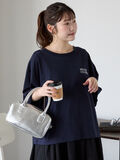 ロゴ刺繍フレア袖カットソー（ネイビー）｜ehka sopo（エヘカソポ）通販