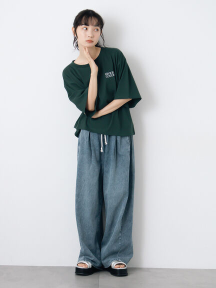 ロゴ刺繍フレア袖カットソー（オフホワイト/ベージュ/グリーン/ネイビー）｜ehka sopo（エヘカソポ）通販