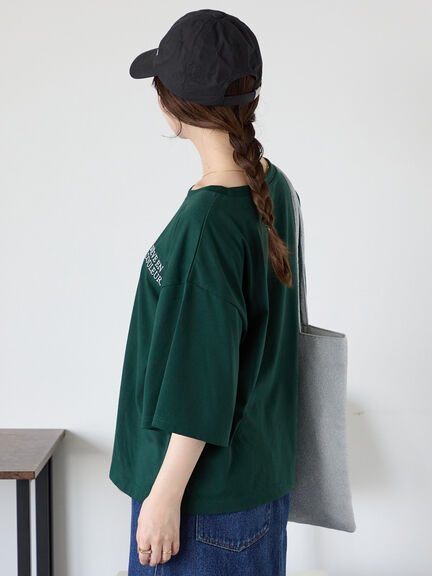 ロゴ刺繍フレア袖カットソー（オフホワイト/ベージュ/グリーン/ネイビー）｜ehka sopo（エヘカソポ）通販