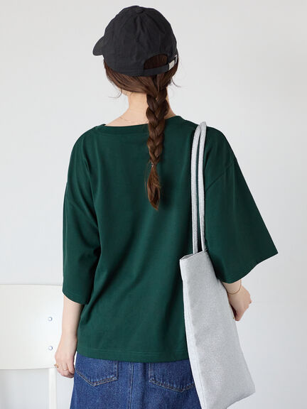ロゴ刺繍フレア袖カットソー（オフホワイト/ベージュ/グリーン/ネイビー）｜ehka sopo（エヘカソポ）通販