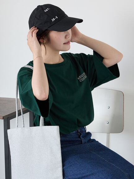 ロゴ刺繍フレア袖カットソー（オフホワイト/ベージュ/グリーン/ネイビー）｜ehka sopo（エヘカソポ）通販