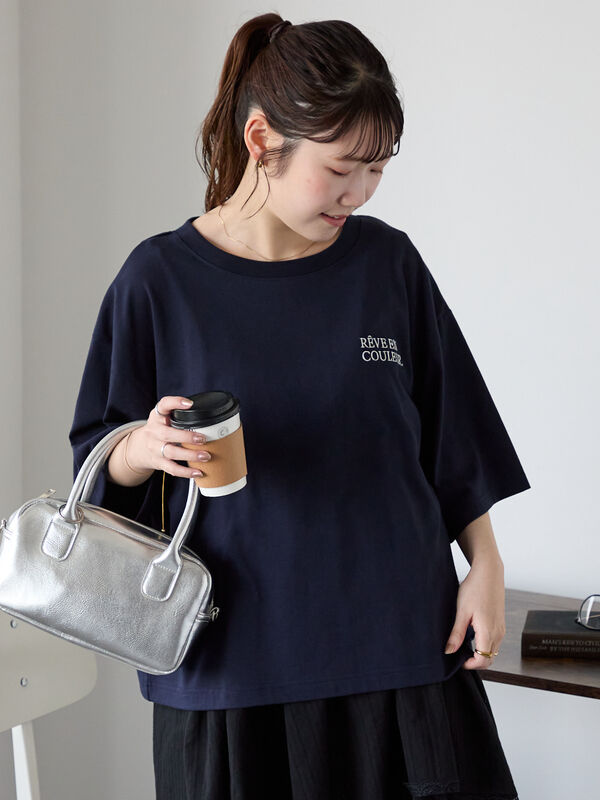 セール】 ロゴ刺繍フレア袖カットソー（オフホワイト/ベージュ