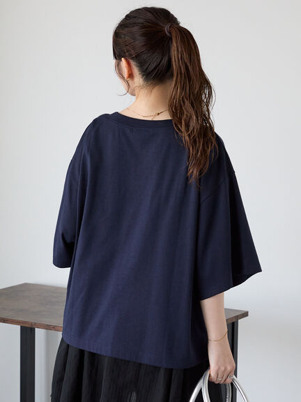 ロゴ刺繍フレア袖カットソー（オフホワイト/ベージュ/グリーン/ネイビー）｜ehka sopo（エヘカソポ）通販