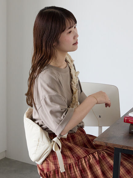 ロゴ刺繍フレア袖カットソー（オフホワイト/ベージュ/グリーン/ネイビー）｜ehka sopo（エヘカソポ）通販