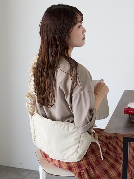 ロゴ刺繍フレア袖カットソー（オフホワイト/ベージュ/グリーン/ネイビー）｜ehka sopo（エヘカソポ）通販