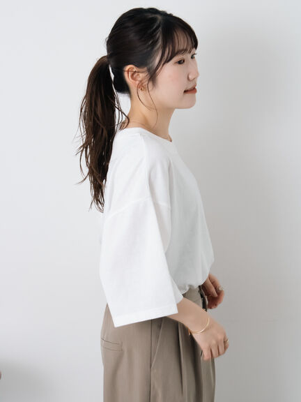 ロゴ刺繍フレア袖カットソー（オフホワイト/ベージュ/グリーン/ネイビー）｜ehka sopo（エヘカソポ）通販