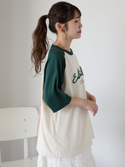 歯ブラシ刺繍ラグランT（オフホワイト/チャコールグレー/ブルー/キナリ）｜ehka sopo（エヘカソポ）通販